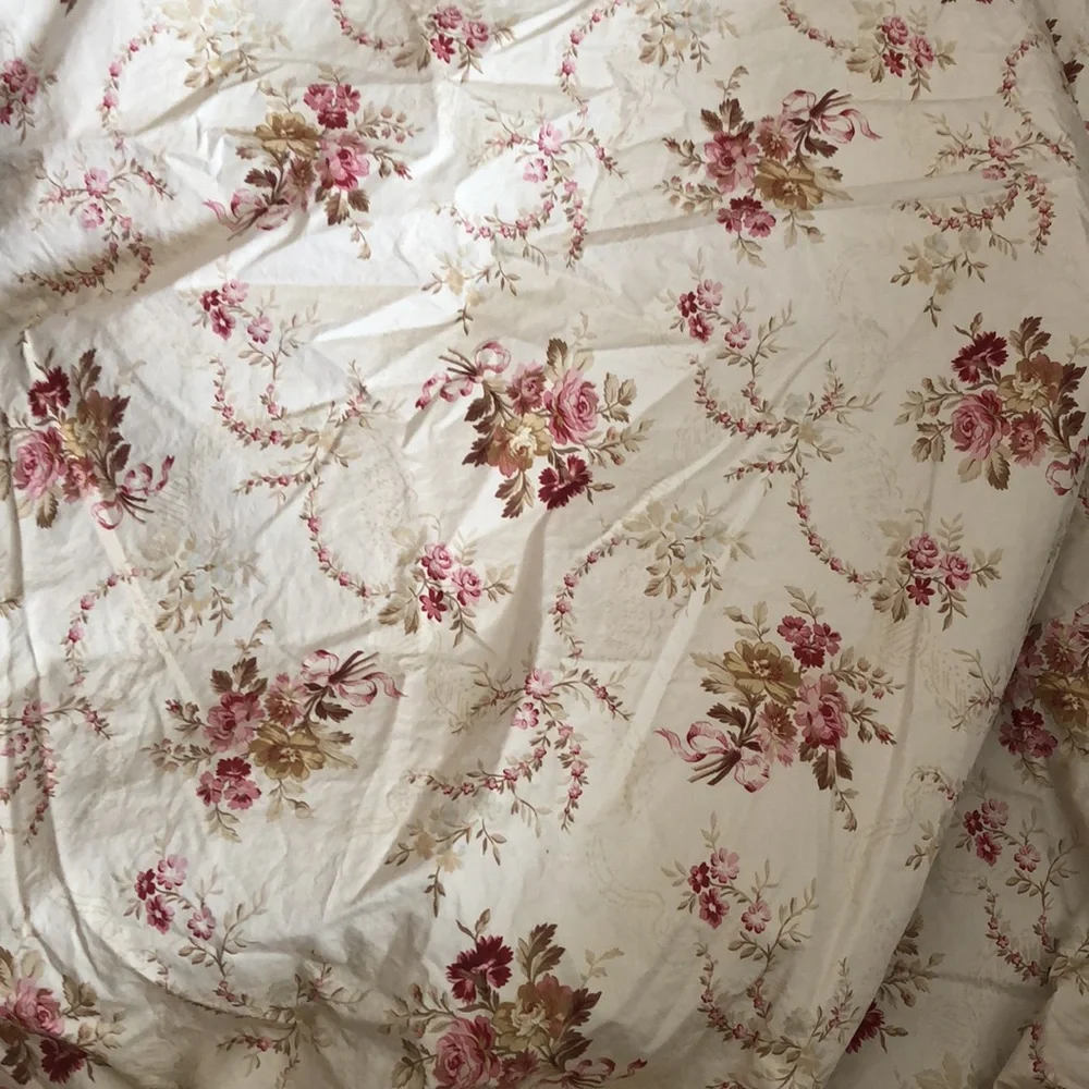 Ralph Lauren Post Road Twin Fitted Sheet Lauren Ralph Tan With Rose Bouqet